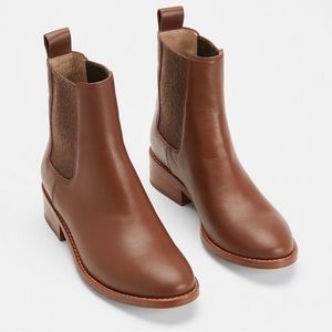 Eileen Fisher Vent Leather Brown Booties